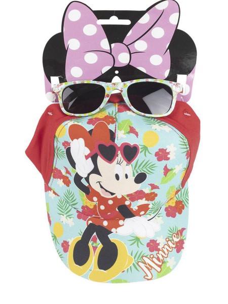DISNEY Παιδικό Καπέλο με γυαλιά ηλίου για κορίτσια Minnie Mouse #9417 Κόκκινο