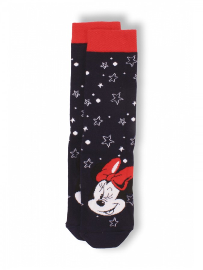 DISNEY Kάλτσες ψηλές με σχέδια σετ 3 ζεύγη #MN21076 Minnie Mouse (μαύρο-μπλε-γκρι)