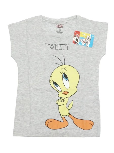 DISNEY Παιδική Πιτζάμα Καλοκαιρινή για κορίτσι 9-14 ετών Tweety #4581 Γκρι