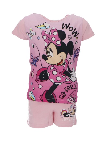 DISNEY Παιδική Πιτζάμα Καλοκαιρινή για κορίτσι 2-8 ετών Minnie Mouse #23-1064 Ροζ Ανοιχτό
