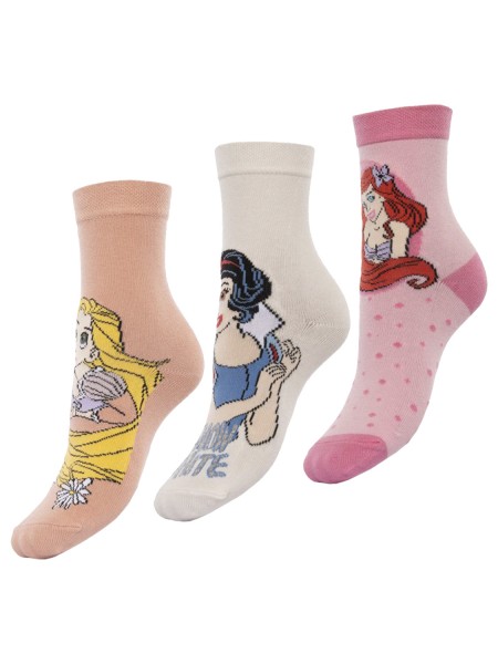 DISNEY Kάλτσες μακριές για κορίτσι σετ 3 ζεύγη Princess #PR19063 multi