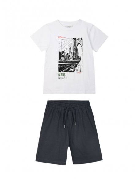 ENERGIERS Εφηβικό Σετ Κοντομάνικο Με Βερμούδα για αγόρια 6-16 ετών #13-225011-0 ΛΕΥΚΟ