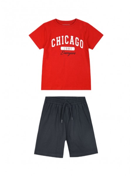 ENERGIERS Εφηβικό Σετ Κοντομάνικο Με Βερμούδα για αγόρια 6-16 ετών #13-225012-0 ΚΟΚΚΙΝΟ