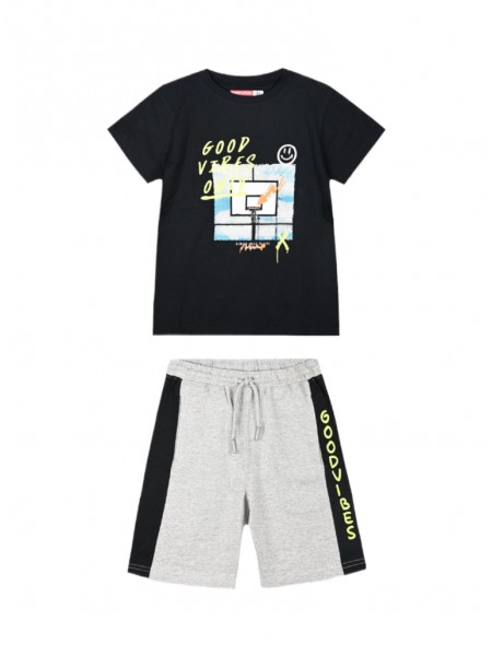 ENERGIERS Εφηβικό Σετ Κοντομάνικο Με Βερμούδα για αγόρια 6-16 ετών #13-225081-0-9 ΜΕΛΑΝΖΕ