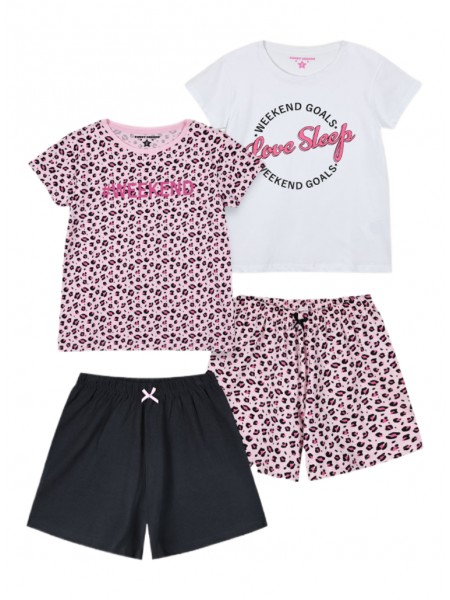 ENERGIERS Εφηβική Πυτζάμα Καλοκαιρινή 2ΤΕΜ για κορίτσι 6-16 ετών #36-225203-9 ΡΟΖ