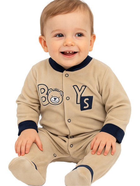 ENERGIERS Βρεφικό βελουτέ φορμάκι για αγόρι (0 - 15 μηνών) | 11-125460-9 ΒΑΝΙΛΙΑ