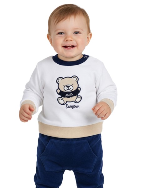 ENERGIERS Βρεφική Φόρμα βελουτέ για Αγόρι 0-18 μηνών #11-125467-0 Λευκό