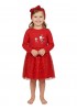 ENERGIERS Μακό χριστουγεννιάτικο φόρεμα με ασορτί κορδέλα για κορίτσι 1-6 ετών| 15-122380-7 ΚΟΚΚΙΝΟ