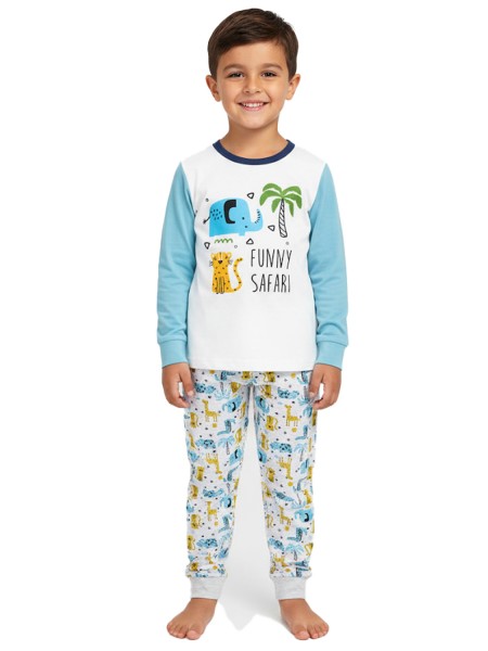 ENERGIERS Παιδική Πυτζάμα Χειμωνιάτικη για αγόρι 1-6 ετών #32-125102-9 Λευκό/ Γαλάζιο ENERGIERS Παιδική Πυτζάμα Χειμωνιάτικη για αγόρι 1-6 ετών #32-125102-9 Λευκό/ Γαλάζιο
