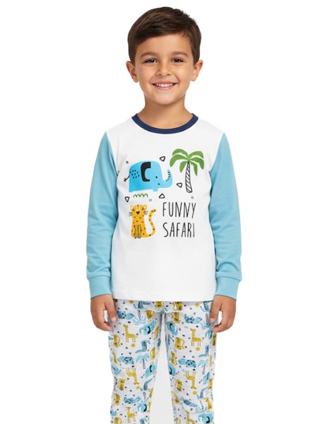 ENERGIERS Παιδική Πυτζάμα Χειμωνιάτικη για αγόρι 1-6 ετών #32-125102-9 Λευκό/ Γαλάζιο ENERGIERS Παιδική Πυτζάμα Χειμωνιάτικη για αγόρι 1-6 ετών #32-125102-9 Λευκό/ Γαλάζιο