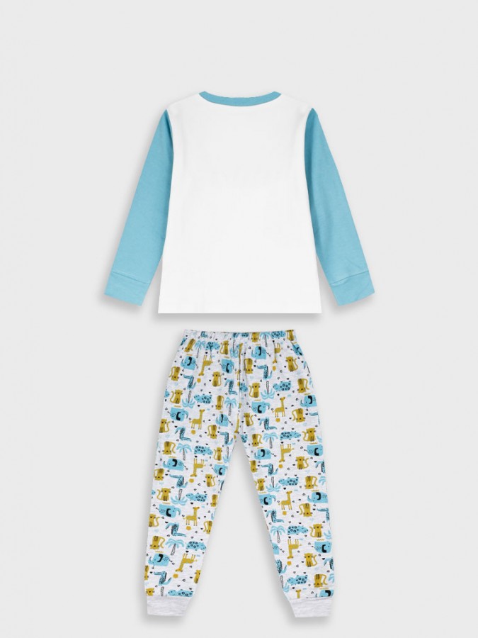 ENERGIERS Παιδική Πυτζάμα Χειμωνιάτικη για αγόρι 1-6 ετών #32-125102-9 Λευκό/ Γαλάζιο