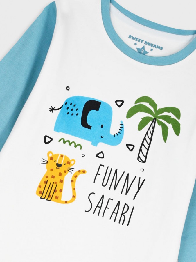 ENERGIERS Παιδική Πυτζάμα Χειμωνιάτικη για αγόρι 1-6 ετών #32-125102-9 Λευκό/ Γαλάζιο