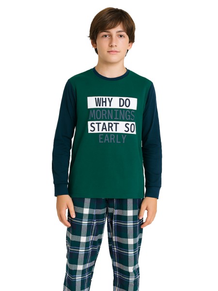 ENERGIERS Παιδική Πυτζάμα Χειμωνιάτικη για αγόρι 6-16 ετών #33-125003-9 Πράσινο  ENERGIERS Παιδική Πυτζάμα Χειμωνιάτικη για αγόρι 6-16 ετών #33-125003-9 Πράσινο