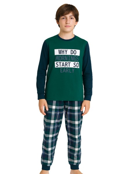ENERGIERS Παιδική Πυτζάμα Χειμωνιάτικη για αγόρι 6-16 ετών #33-125003-9 Πράσινο  ENERGIERS Παιδική Πυτζάμα Χειμωνιάτικη για αγόρι 6-16 ετών #33-125003-9 Πράσινο