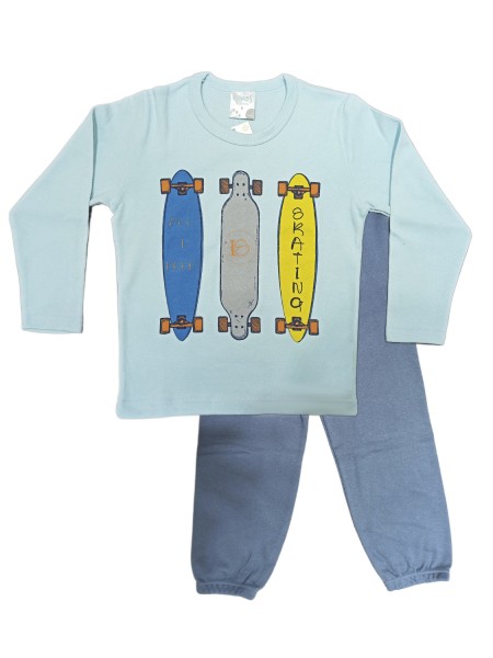 EPNOS Παιδική Πυτζάμα Χειμωνιάτικη για αγόρι 4-10 ετών #122-1603 Γαλάζιο