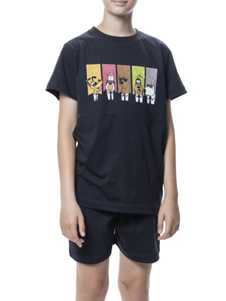 GALAXY Εφηβική Πιτζάμα Καλοκαιρινή για αγόρι 6-16 ετών #318-25 Μαύρο