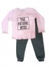 HAPPY FAMILY- Παιδική Πυτζάμα Χειμωνιάτικη για Κορίτσι 6-12 ετών THE FUTURE BOSS #294 Ροζ