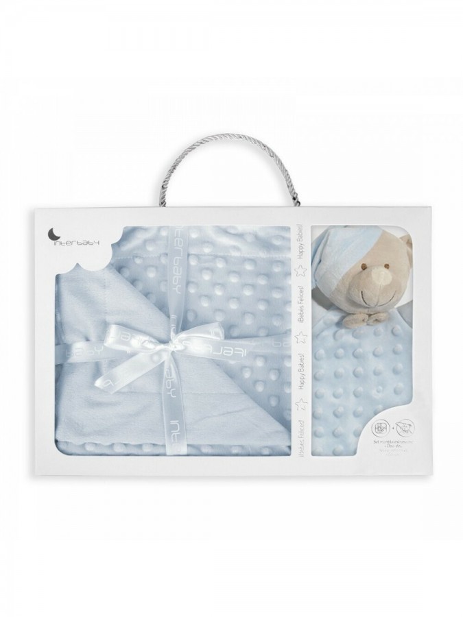 Interbaby Κουβέρτα Αγκαλιάς & Λίκνου Bear με Ζωάκι 80x110εκ. 2τμχ #PD001 Μπλε Interbaby Κουβέρτα Αγκαλιάς & Λίκνου Bear με Ζωάκι 80x110εκ. 2τμχ #PD001 Μπλε