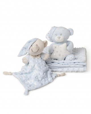 Σετ Δώρου 3 τεμαχίων “Casita” – Μπλε Κουβέρτα + Πετρούλα & Dou-Dou 3τμχ #Set25 Μπλε 