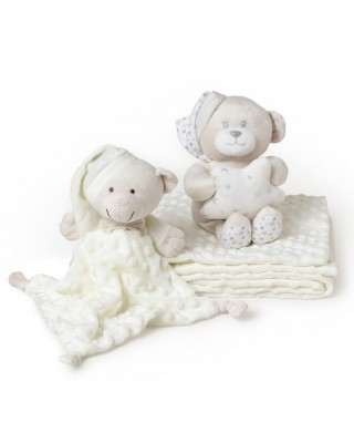 Σετ Δώρου 3 τεμαχίων “Casita” – Μπλε Κουβέρτα + Πετρούλα & Dou-Dou 3τμχ #Set25 Μπεζ