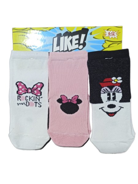LIKE Kάλτσες BEBE με σχέδια για κορίτσι σετ 3 ζεύγη #MN