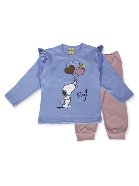 LIKE Bebe Πυτζάμα Χειμωνιάτικη για Κορίτσι 1-5 ετών #121-0313 Γαλάζιο