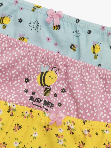 MINERVA Παιδικό Κυλοτάκι Βαμβακερό για Κορίτσι 3ΤΕΜ “Bees” #42262 Πολύχρωμα