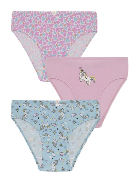 MINERVA Παιδικό Κυλοτάκι Βαμβακερό για Κορίτσι 3ΤΕΜ “Unicorn” #42548-182 Πολύχρωμα