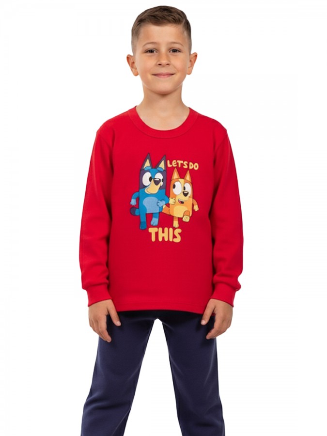 NINA CLUB Παιδική Πυτζάμα Χειμωνιάτικη για αγόρι 1-5 ετών #25-146 Κόκκινο