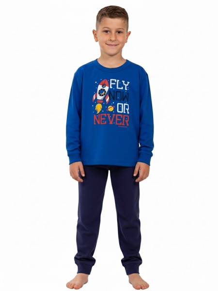 NINA CLUB Παιδική Πυτζάμα Χειμωνιάτικη για αγόρι 2-10 ετών #25-147 Μπλε