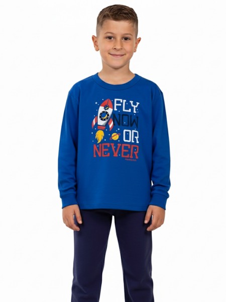 NINA CLUB Παιδική Πυτζάμα Χειμωνιάτικη για αγόρι 2-10 ετών #25-147 Μπλε