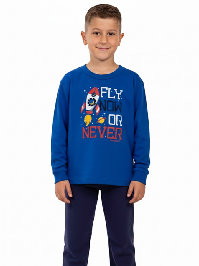 NINA CLUB Παιδική Πυτζάμα Χειμωνιάτικη για αγόρι 2-10 ετών #25-147 Μπλε