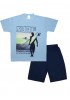 PRETTY BABY Παιδική Πιτζάμα Καλοκαιρινή για αγόρι 8-16 ετών Surf #63031 ΣΙΕΛ/ΜΑΡΙΝ