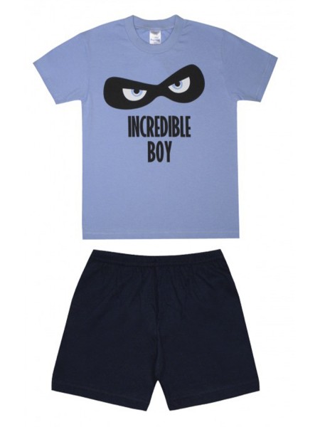 PRETTY BABY Παιδική Πιτζάμα Καλοκαιρινή για αγόρι 8-16 ετών Incredible Boy #63041 ΣΙΕΛ/ΜΑΡΙΝ