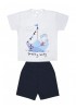 PRETTY BABY Παιδική Πιτζάμα Καλοκαιρινή για αγόρι 2-10 ετών Boat #65380 ΛΕΥΚΟ