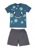 PRETTY BABY Παιδική Πιτζάμα Καλοκαιρινή για αγόρι 2-10 ετών Face #65386 Πετρόλ
