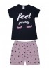 PRETTY BABY Παιδική Πιτζάμα Καλοκαιρινή για κορίτσι 6-16 ετών Feel Pretty #63141 ΜΑΡΙΝ ΡΟΖ