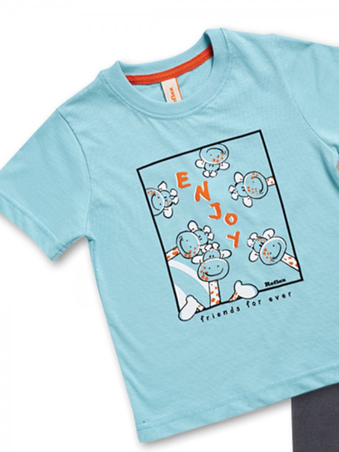 REFLEX Παιδικό Σετ Κοντομάνικο Με Βερμούδα για αγόρια #73357 Γαλάζιο