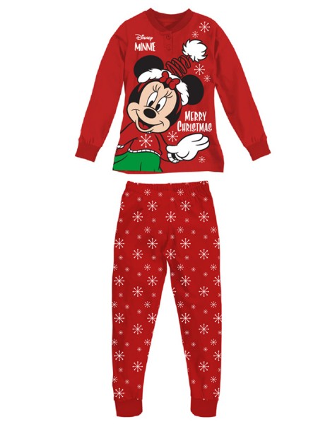 SABOR Παιδική Πιτζάμα Χειμωνιάτικη 4-10 ετών XMAS MINNIE MOUSE #1476 Kόκκινο