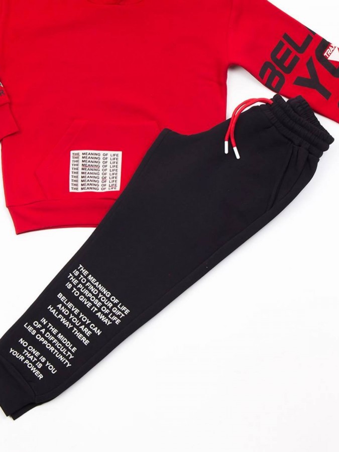 TRAX Εφηβική Φόρμα για Αγόρι 6-16 ετών "The Meaning Of Life" - 44815 Κόκκινο
