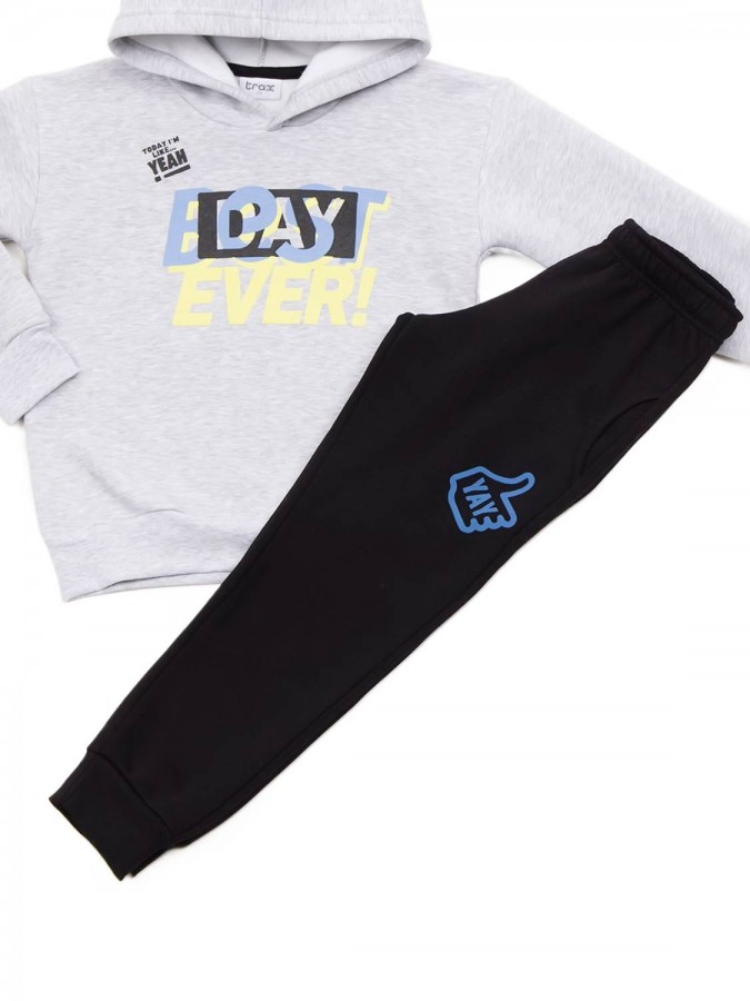 TRAX Εφηβική Φόρμα για Αγόρι 6-16 ετών "Best Day Ever" - 44865 Γκρι
