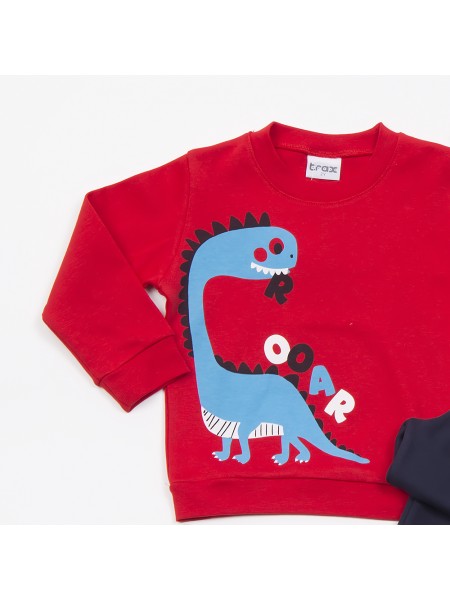 TRAX Bebe Πυτζάμα Χειμωνιάτικη για αγόρι 1-6 ετών #46993 Κόκκινο