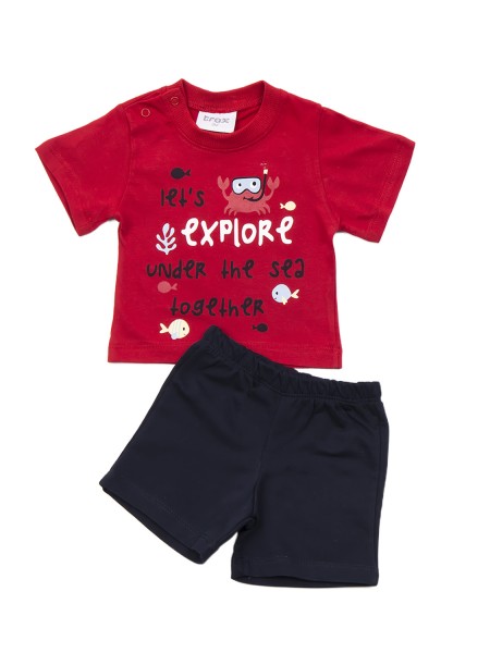 TRAX Βρεφικό Σετ Κοντομάνικο Με Βερμούδα για αγόρια #43055 Κόκκινο