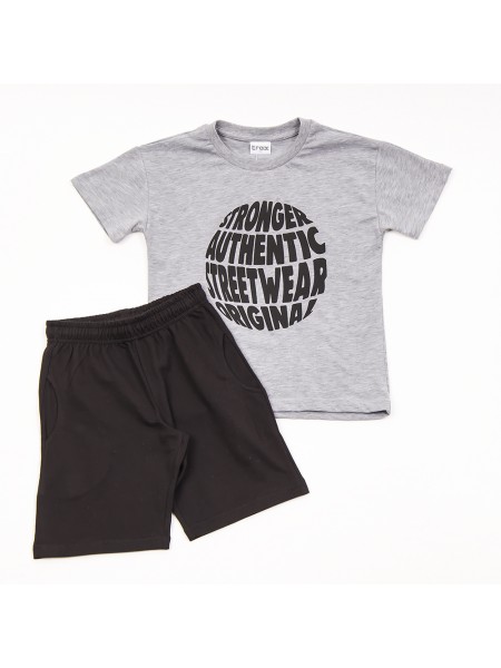 TRAX Εφηβικό Σετ Κοντομάνικο Με Βερμούδα για αγόρια #45322 Γκρι Μελανζέ