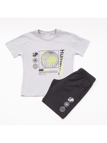 TRAX Εφηβικό Σετ Κοντομάνικο Με Βερμούδα για αγόρια #45340 Γκρι