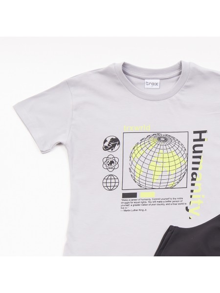 TRAX Εφηβικό Σετ Κοντομάνικο Με Βερμούδα για αγόρια #45340 Γκρι TRAX Εφηβικό Σετ Κοντομάνικο Με Βερμούδα για αγόρια #45340 Γκρι