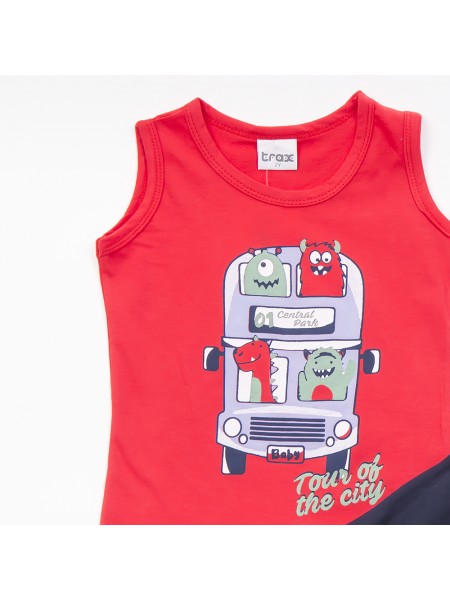 TRAX Παιδικό Σετ Αμάνικο Με Βερμούδα για αγόρια 2-6 ετών #45412 Κόκκινο