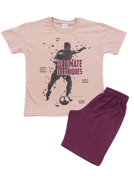 TRAX Εφηβικό Σετ Κοντομάνικο Με Βερμούδα για αγόρια #47322 Μπεζ