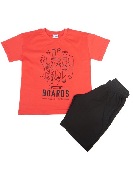 TRAX Εφηβικό Σετ Κοντομάνικο Με Βερμούδα για αγόρια #47325 Κόκκινο