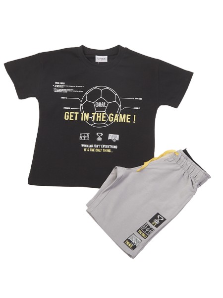 TRAX Εφηβικό Σετ Κοντομάνικο Με Βερμούδα για αγόρια 8-16 ετών #47330 Μαύρο